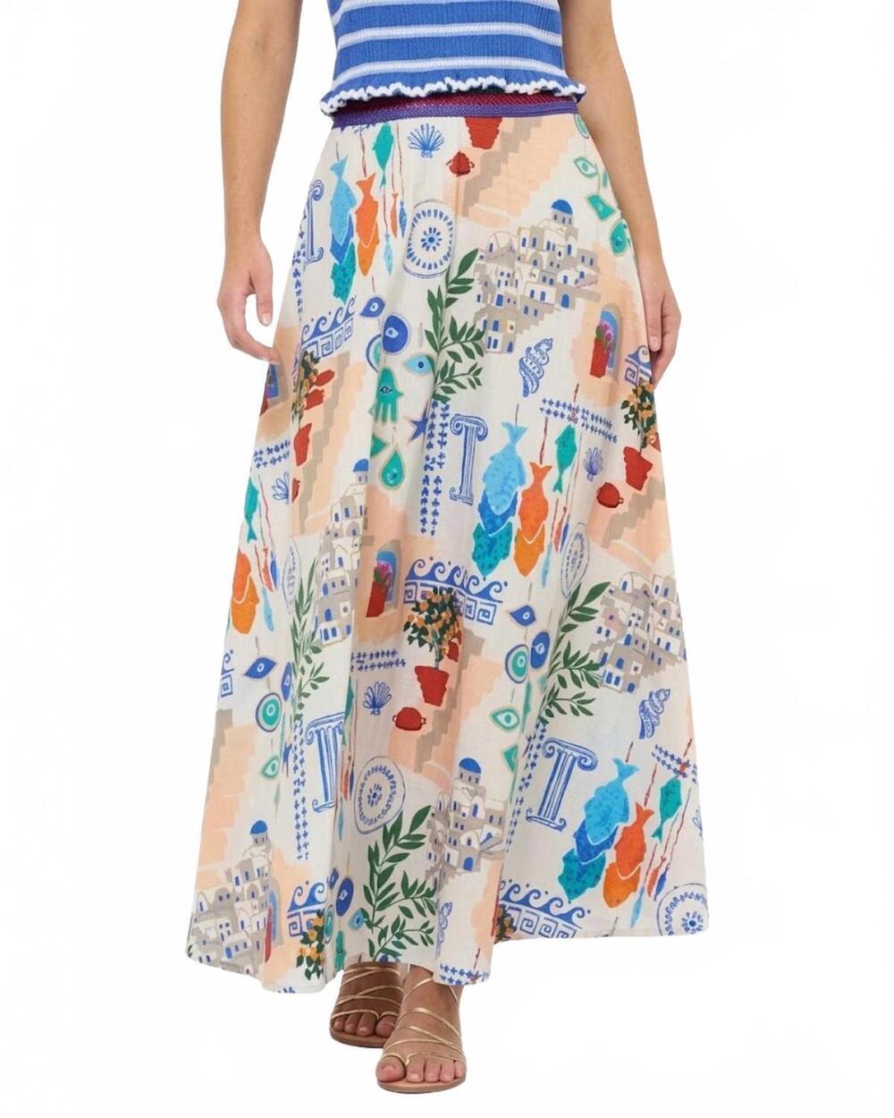 NEW OLIPHANT swing a-line circle skirt in corfublue